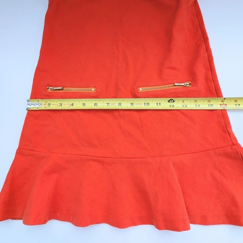 Gymboree Kids' (Size 8) Bright Orange Dress w/Gold Zippers & Ruffled Hem